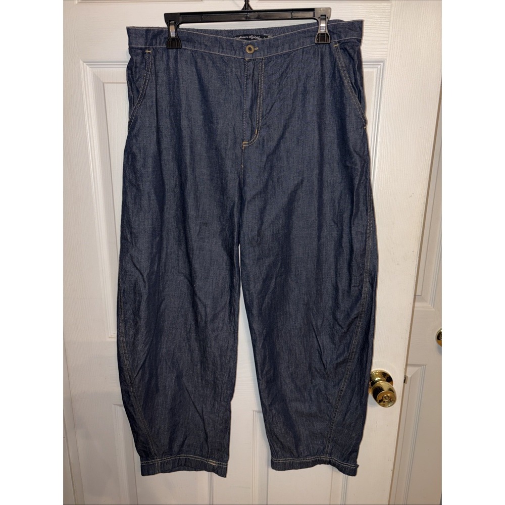 Gudrun Sjoden L Ines Chambray Indigo Denim Pants Tulip Barrel Trousers